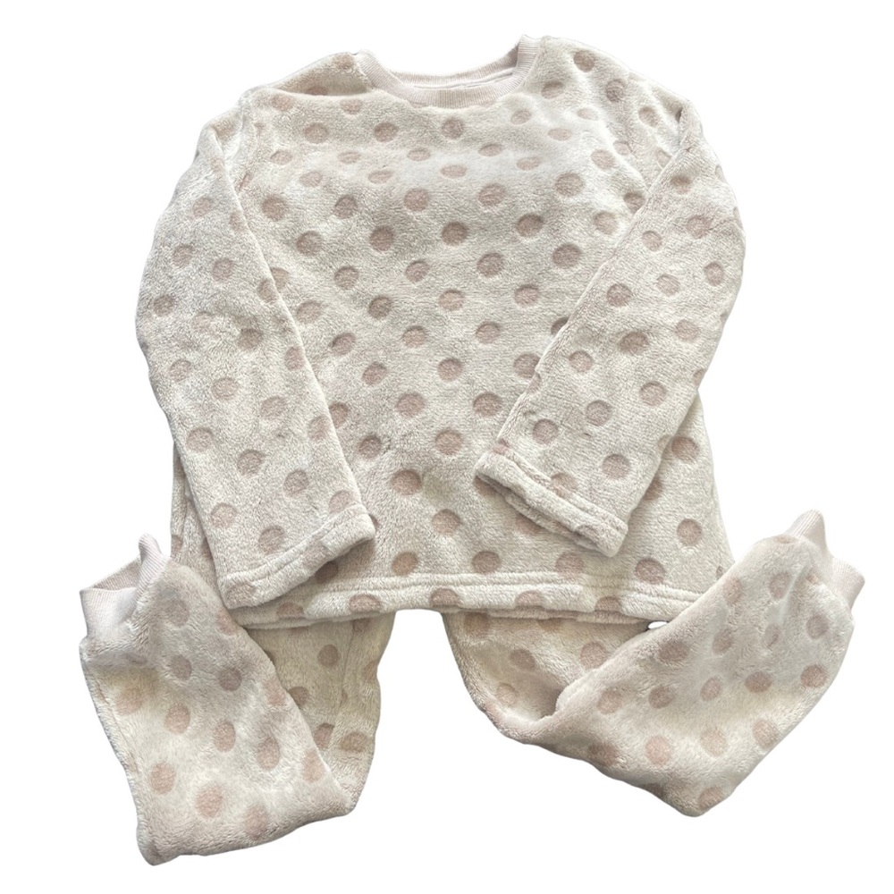 H&M Cream and Gray Furry Kids Polka Dot Set
